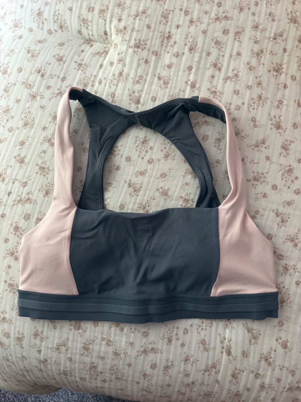 Athleta Two-Tone Racerback Sports Bra - Pink & Gray